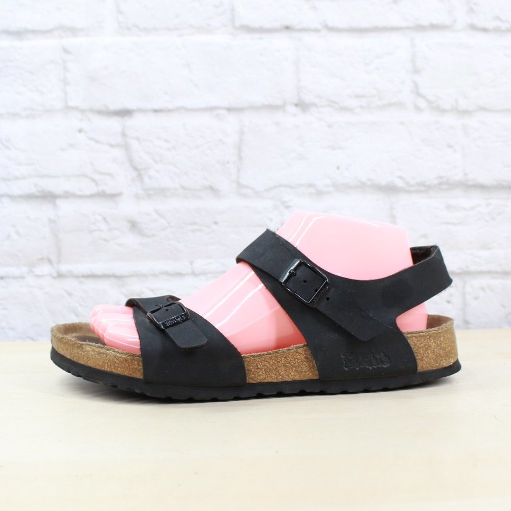 Birki´s by Birkenstock Unisex Black Leather Ankle Strap Sandals Size 39 L8 / M6 - Picture 1 of 9